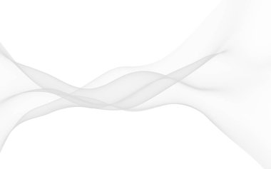 Beyaz soyut arka plan. Dalgalanan beyaz eşarp. Rüzgarın beyaz kumaşında sallanıyor. 3B illüstrasyon