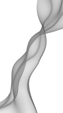 Soyut gri dalga. Raster hava desteği. Beyaz arka planda parlak gri kurdele. Gri eşarp. Soyut gri duman. 3B illüstrasyon