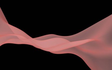 Soyut dalga. Eşarp. Siyah arka plan üzerinde parlak şerit. Soyut duman. Raster hava arka planı. 3d illüstrasyon