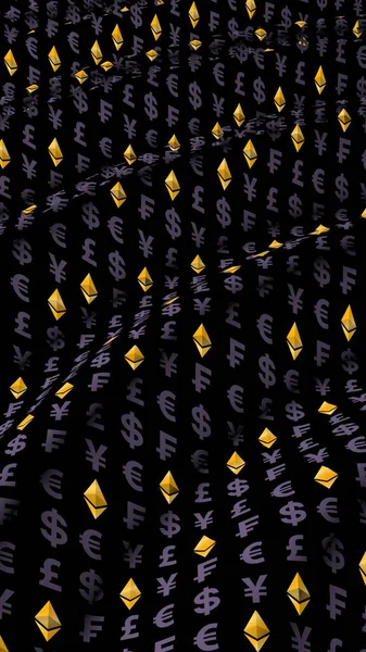 Ethereum Clásico Moneda Sobre Fondo Oscuro Símbolo Criptográfico Digital Efecto — Foto de Stock