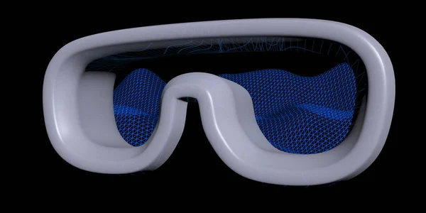 Ilustración Máscara Realidad Virtual Sobre Fondo Oscuro Concepto Tecnológico Gafas —  Fotos de Stock
