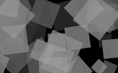 Koyu arka plan üzerinde gri yarı saydam kareler. Gri tonları. 3d illüstrasyon