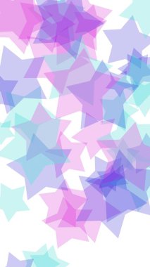 Beyaz arka plan üzerinde çok renkli yarı saydam yıldızlar. Pembe tonları. 3d illüstrasyon