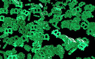 Karanlık bir arka planda dijital para birimi sembolü Bitcoin. Bitcoin düşüşü. Sanal ekranda kripto para birimi grafiği. İş, finans ve teknoloji kavramı. 3B illüstrasyon