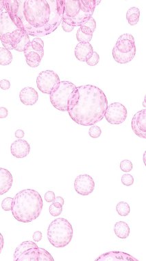 Bitcoin ekonomik mali balonu. kripto para birimi 3d illüstrasyon. İş konsepti. Beyaz arka planda pembe kabarcıklar. Bit, Sikke, madencilik kavramı