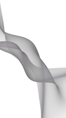 Soyut dalga. Eşarp. Beyaz arka planda parlak kurdele. Soyut duman. Raster hava desteği. Dikey görüntü yönlendirmesi. 3B illüstrasyon