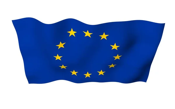 Något Viftande Flagga Europeiska Unionen Isolerad Vit Bakgrund Rendering Symbol — Stockfoto