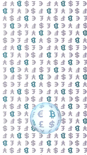 Bitcoin Currency White Background Digital Crypto Symbol Currency Bubble Wave — Stock Photo, Image