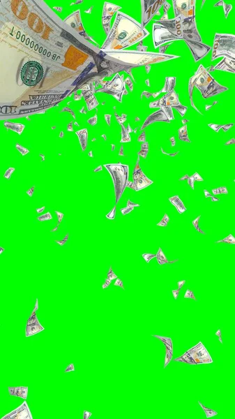 Banconote Dollari Volanti Isolate Chromakey Soldi Volano Aria 100 Banconote — Foto Stock