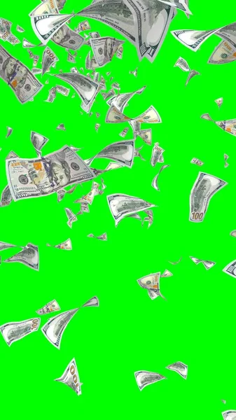 Vliegende Dollars Bankbiljetten Geïsoleerd Chromakey Het Geld Vliegt Lucht 100 — Stockfoto