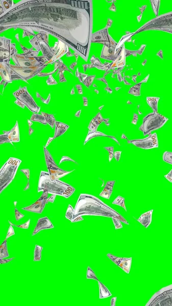 Flying Dollars Banknotes Isolated Chromakey Money Flying Air 100 Banknotes — Stock Photo, Image