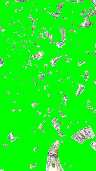 Flying Dollars Banknotes Isolated Chromakey Money Flying Air 100 Banknotes — Stock Photo, Image