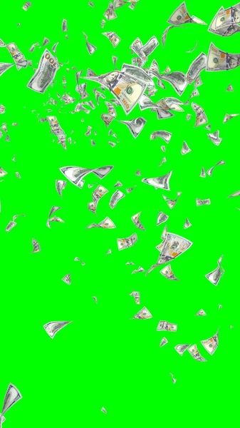 Vliegende Dollars Bankbiljetten Geïsoleerd Chromakey Het Geld Vliegt Lucht 100 — Stockfoto