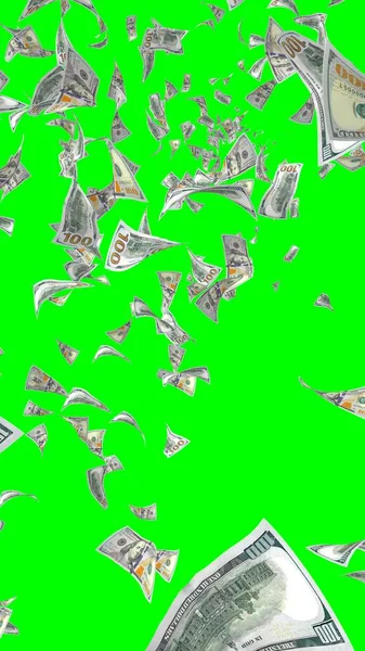 크로마키에서 분리되어 날아가는 지폐입니다 하늘을 100 새로운 표본을 — 스톡 사진