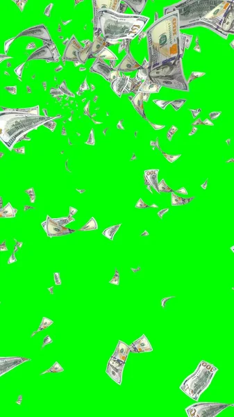 Flying Dollars Banknotes Isolated Chromakey Money Flying Air 100 Banknotes — Stock Photo, Image