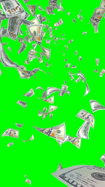 Flying Dollars Banknotes Isolated Chromakey Money Flying Air 100 Banknotes — Stock Photo, Image