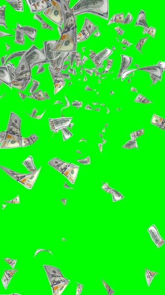 Billets Volants Dollars Isolés Sur Chromakey Argent Vole Dans Les — Photo