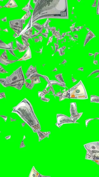 Flying Dollars Banknotes Isolated Chromakey Money Flying Air 100 Banknotes — Stock Photo, Image