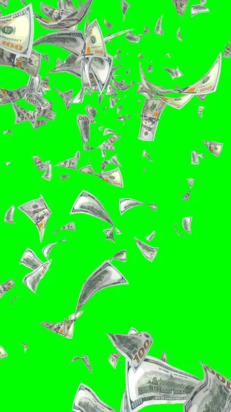 Flying Dollars Banknotes Isolated Chromakey Money Flying Air 100 Banknotes — Stock Photo, Image