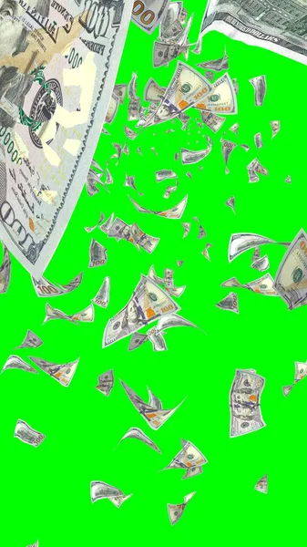 Flying Dollars Banknotes Isolated Chromakey Money Flying Air 100 Banknotes — Stock Photo, Image