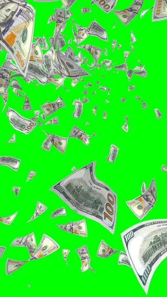 Billets Volants Dollars Isolés Sur Chromakey Argent Vole Dans Les — Photo