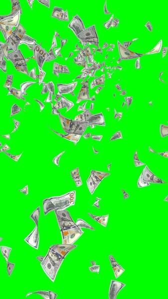 Fliegende Dollarnoten Isoliert Auf Chromakey Geld Liegt Der Luft 100 — Stockfoto