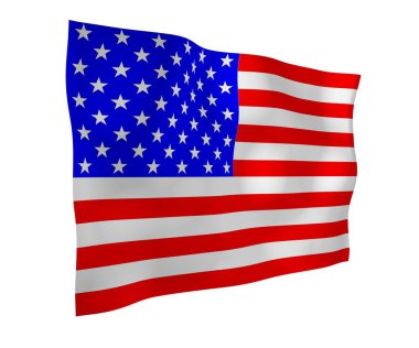 Amerika Birleşik Devletleri bayrağı sallıyor. Yıldızlar ve Çizgiler. ABD 'nin devlet sembolü. 3B illüstrasyon