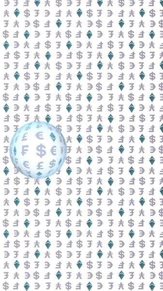 Kryształ Ethereum Waluta Białym Tle Cyfrowy Symbol Kryptograficznego Efekt Fali — Zdjęcie stockowe