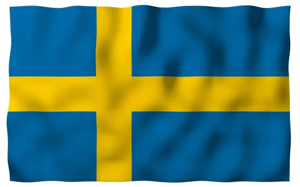 Sveriges Flagga Officiell Statssymbol För Konungariket Sverige Ett Blått Fält — Stockfoto