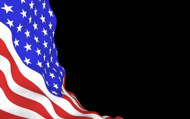 Amerika Birleşik Devletleri 'nin bayrağını sallıyor. Yıldızlar ve Çizgiler. ABD 'nin devlet sembolü. 3B illüstrasyon