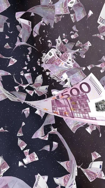 Billetes Euros Voladores Sobre Fondo Estrellado Del Espacio Exterior Dinero —  Fotos de Stock