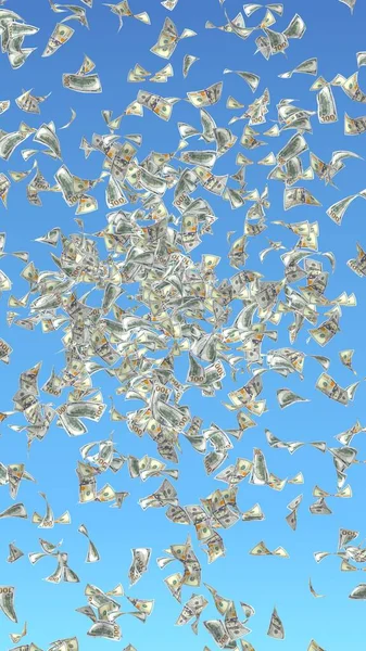 Fliegende Dollarnoten Isoliert Auf Blauem Hintergrund Geld Liegt Der Luft — Stockfoto