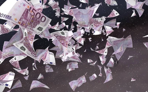 Billetes Euros Voladores Sobre Fondo Estrellado Del Espacio Exterior Dinero —  Fotos de Stock