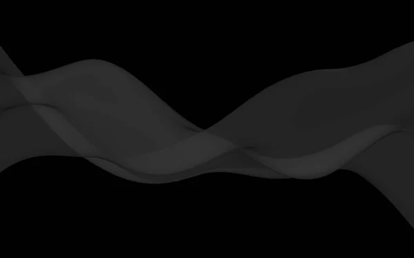 Black abstract background. Fluttering black scarf. Waving on wind black fabric. 3D illustration