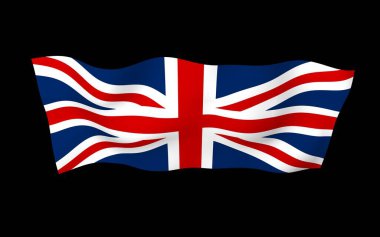 Büyük Britanya bayrağını sallıyor. İngiliz bayrağı. Büyük Britanya ve Kuzey İrlanda Birleşik Krallığı. Birleşik Krallık 'ın sembolü. 3B illüstrasyon