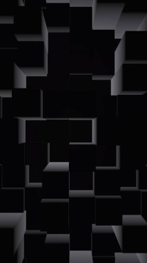 Soyut koyu zarif küp geometrik arka plan. Kaotik olarak gelişmiş dikdörtgen çubuklar. 3d Rendering, 3d illüstrasyon