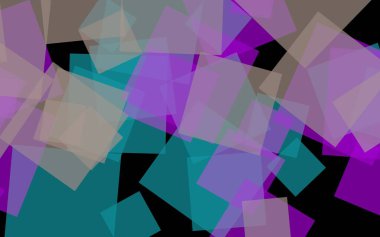 Koyu arka plan üzerinde çok renkli yarı saydam kareler. Pembe tonları. 3d illüstrasyon