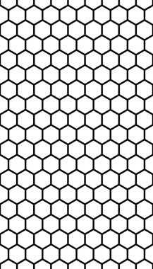 Beyaz arka planda siyah bal peteği. Kusursuz bir doku. İzometrik geometri. 3B illüstrasyon