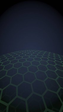 Çok katmanlı petek küresi, koyu arka planda mor, sosyal ağ, bilgisayar ağı, teknoloji, küresel ağ. 3d illüstrasyon