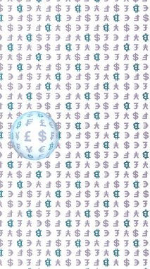 Bitcoin ve para birimi beyaz bir arka plan üzerinde. Dijital kripto sembolü. Döviz balonu, dalga etkisi, piyasa dalgalanmaları. İş konsepti. 3d illüstrasyon