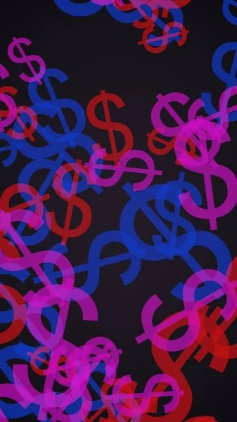 Multicolored Translucent Dollar Signs Dark Background Red Tones Illustration — Stock Photo, Image