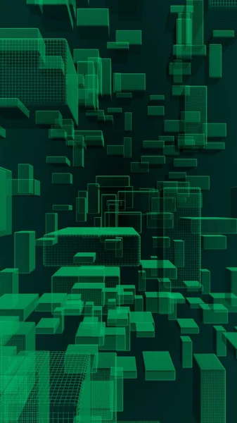 Green Dark Abstract Digital Technology Background Pattern Repeating Rectangles Illustration — Stock Photo, Image