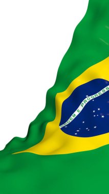 Brezilya bayrağı sallayarak. Ordem e Progresso. Sipariş ve ilerleme. Rio de Janeiro. Güney Amerika. Devlet sembolü. 3D çizim