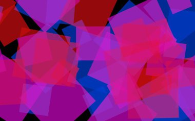 Koyu arka plan üzerinde çok renkli yarı saydam kareler. Pembe tonları. 3d illüstrasyon