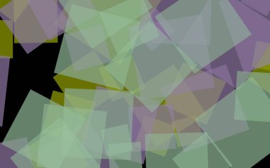 Koyu arkaplanda çok renkli yarı şeffaf kareler. 3B illüstrasyon