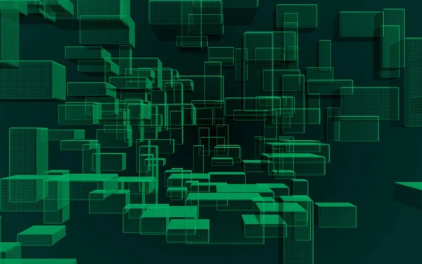 Zielony Mroczne Abstrakcja Cyfrowych Technologii Tła Wzór Powtarzalnymi Prostokąty Ilustracja — Zdjęcie stockowe