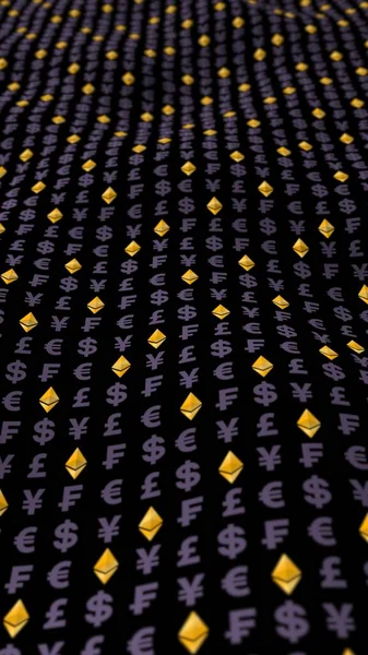 Ethereum Classic Měna Tmavém Pozadí Digitální Kryptografická Značka Měnový Efekt — Stock fotografie