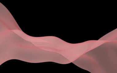 Soyut dalga. Eşarp. Siyah arka plan üzerinde parlak şerit. Soyut duman. Raster hava arka planı. 3d illüstrasyon