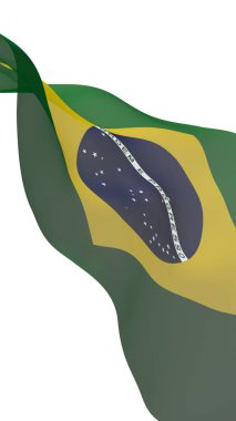 Brezilya bayrağı sallayarak. Ordem e Progresso. Sipariş ve ilerleme. Rio de Janeiro. Güney Amerika. Devlet sembolü. 3D çizim