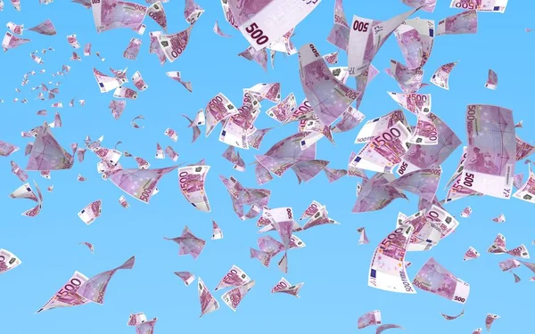 Fliegende Euroscheine Vor Dem Hintergrund Des Himmels Geld Liegt Der — Stockfoto